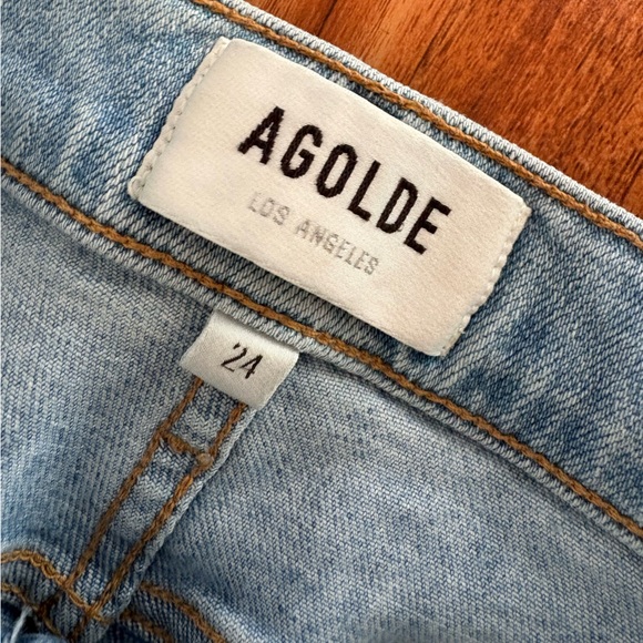Agolde Sophie Light Wash Raw Hem Denim Jeans 24 Waist 00 Ankle - Picture 5 of 12
